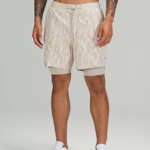 Lululemon License To Train 7" Lined Shorts Breakaway White Opal Raw Linen S